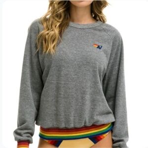 Aviator Nation Rainbow Rib Pullover Sweatshirt
